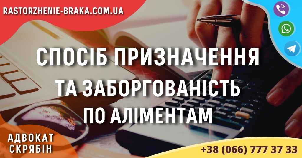 Спосіб призначення та заборгованість по аліментам 